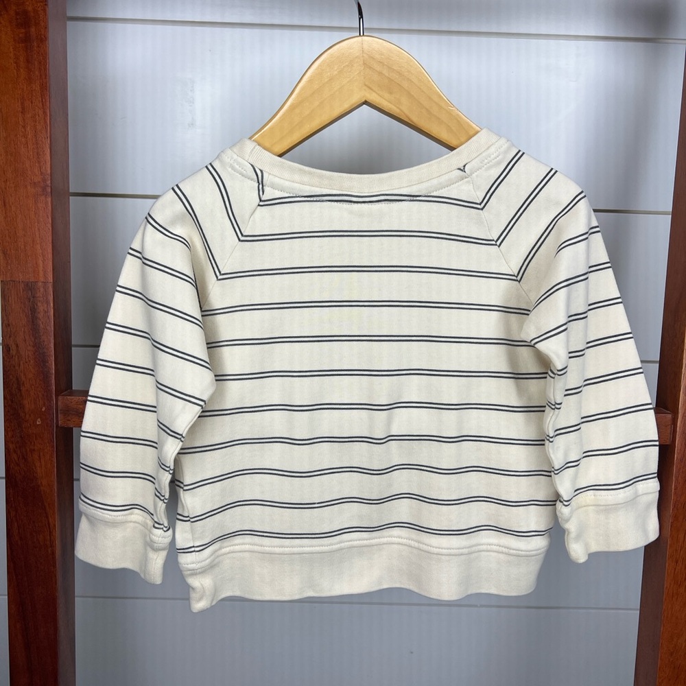 Colored Organics Baby: Cream and Charcoal Striped Crew Long Sleeve - Picture 2 of 5